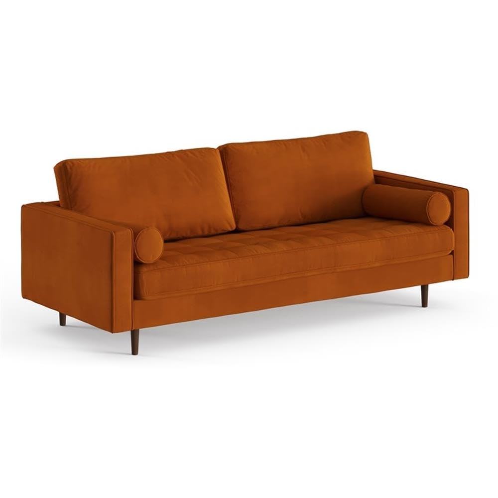 Velvet Sofa with Bolster Pillows O304609