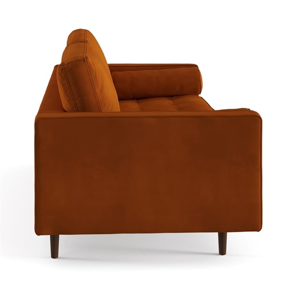 Velvet Sofa with Bolster Pillows O304609
