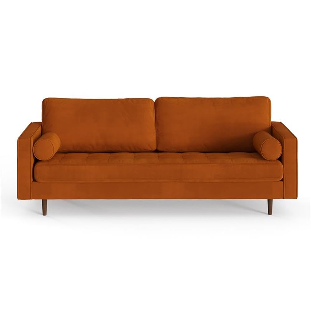 Velvet Sofa with Bolster Pillows O304609