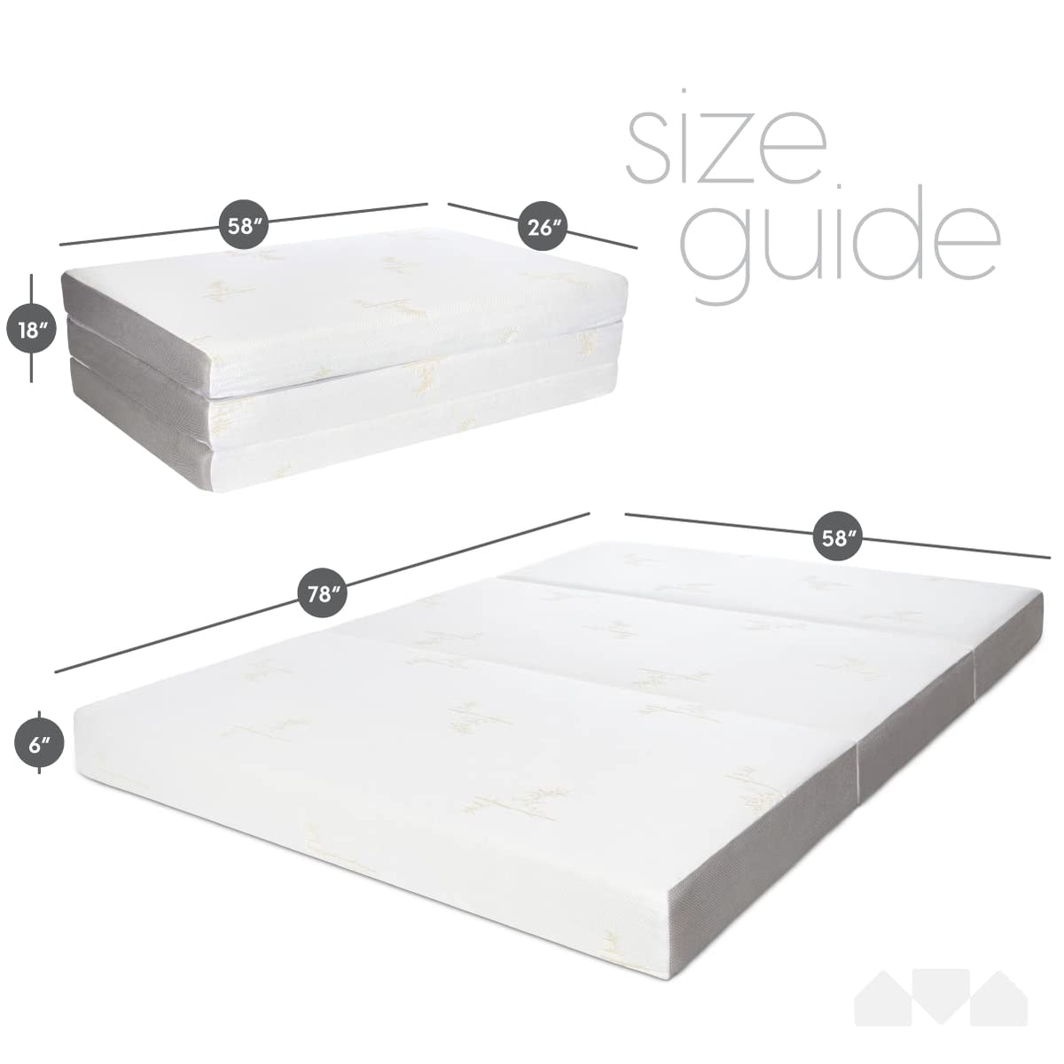 Queen Size 6 inch Memory Foam Trifold Mattress M438121