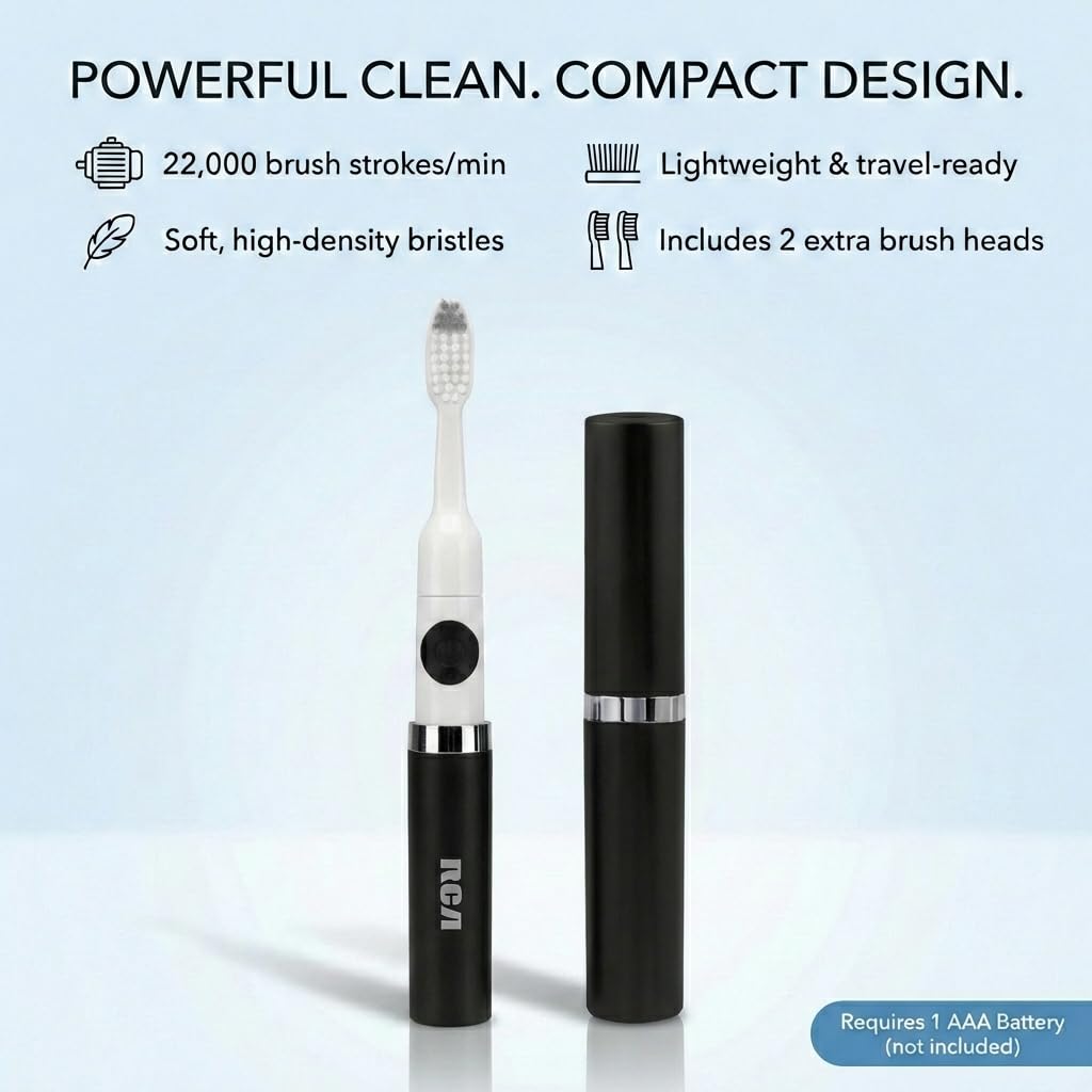 Black Battery Powered Electric Toothbrush with Extra Brush Head R664344