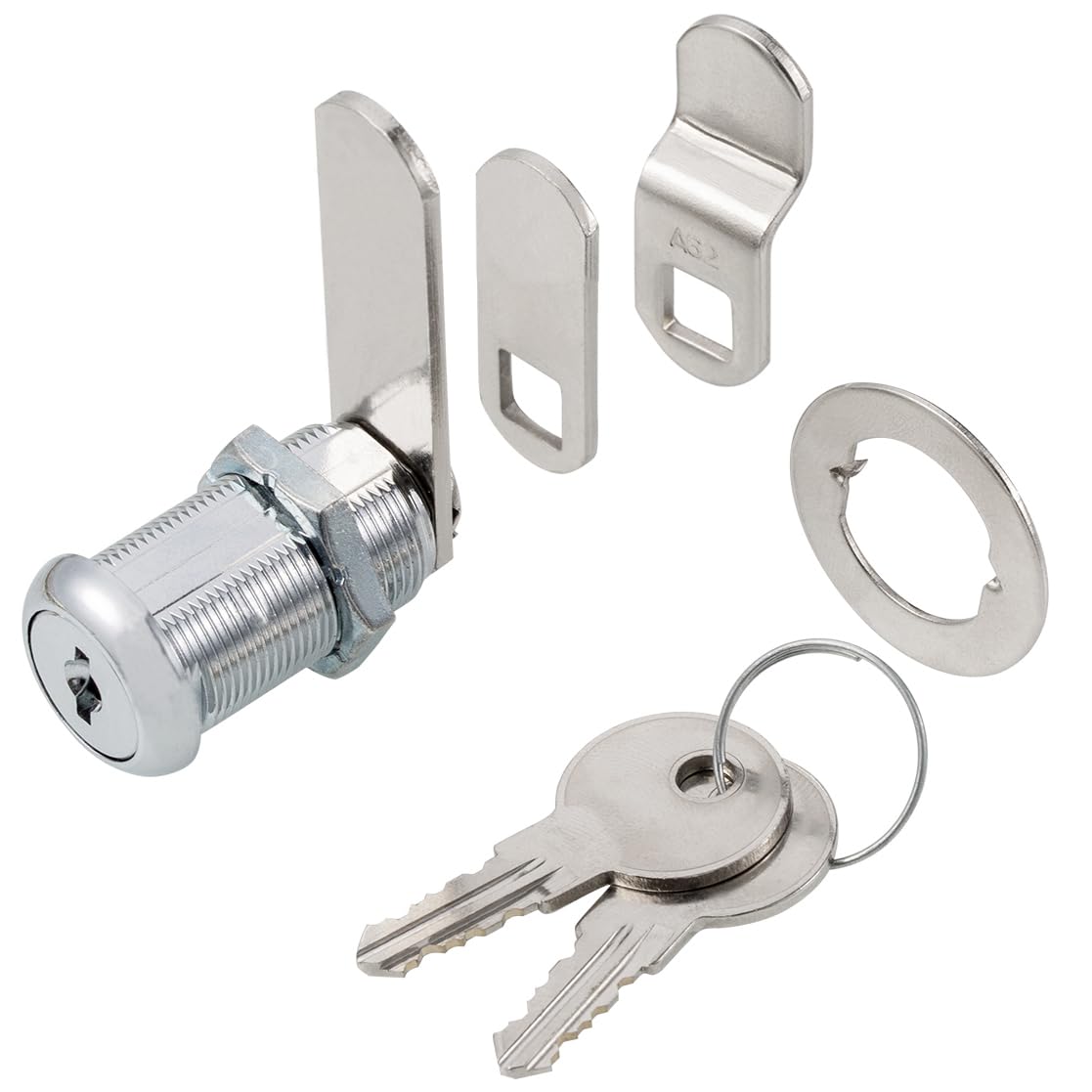 Keyed Alike 1-1/8” Cylinder Cam Locks Chrome Finish with 3 Cams and 2 Keys P69266