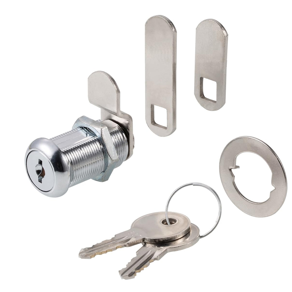 Keyed Alike 1-1/8” Cylinder Cam Locks Chrome Finish with 3 Cams and 2 Keys P69266