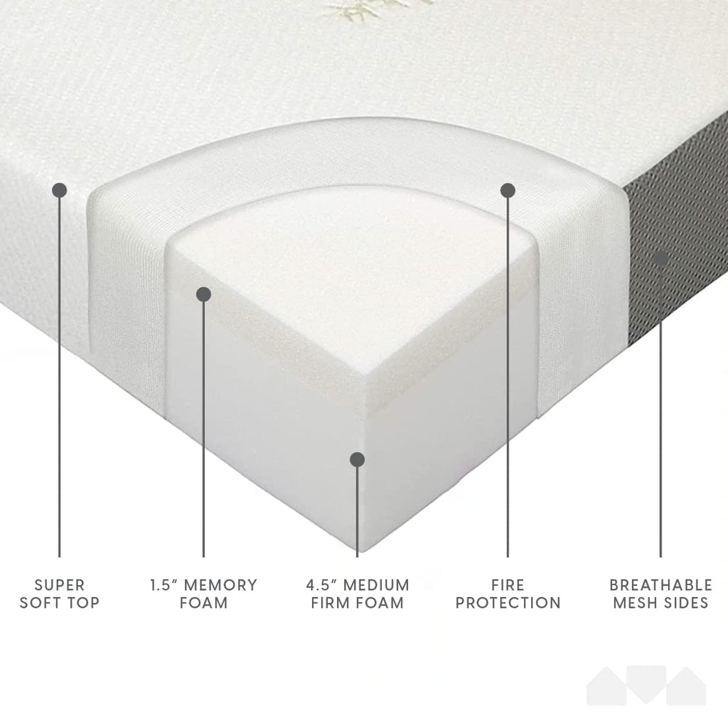 Queen Size 6 inch Memory Foam Trifold Mattress M438121