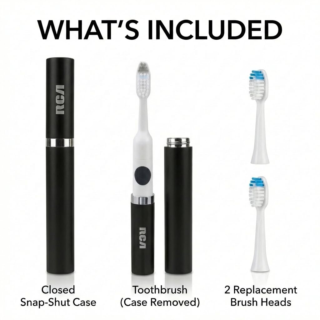 Black Battery Powered Electric Toothbrush with Extra Brush Head R664344