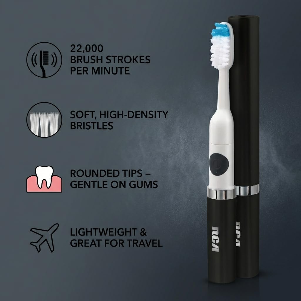Black Battery Powered Electric Toothbrush with Extra Brush Head R664344