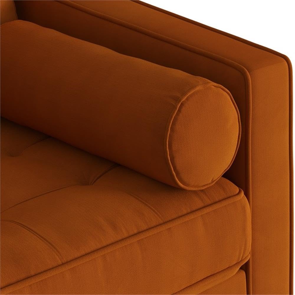 Velvet Sofa with Bolster Pillows O304609