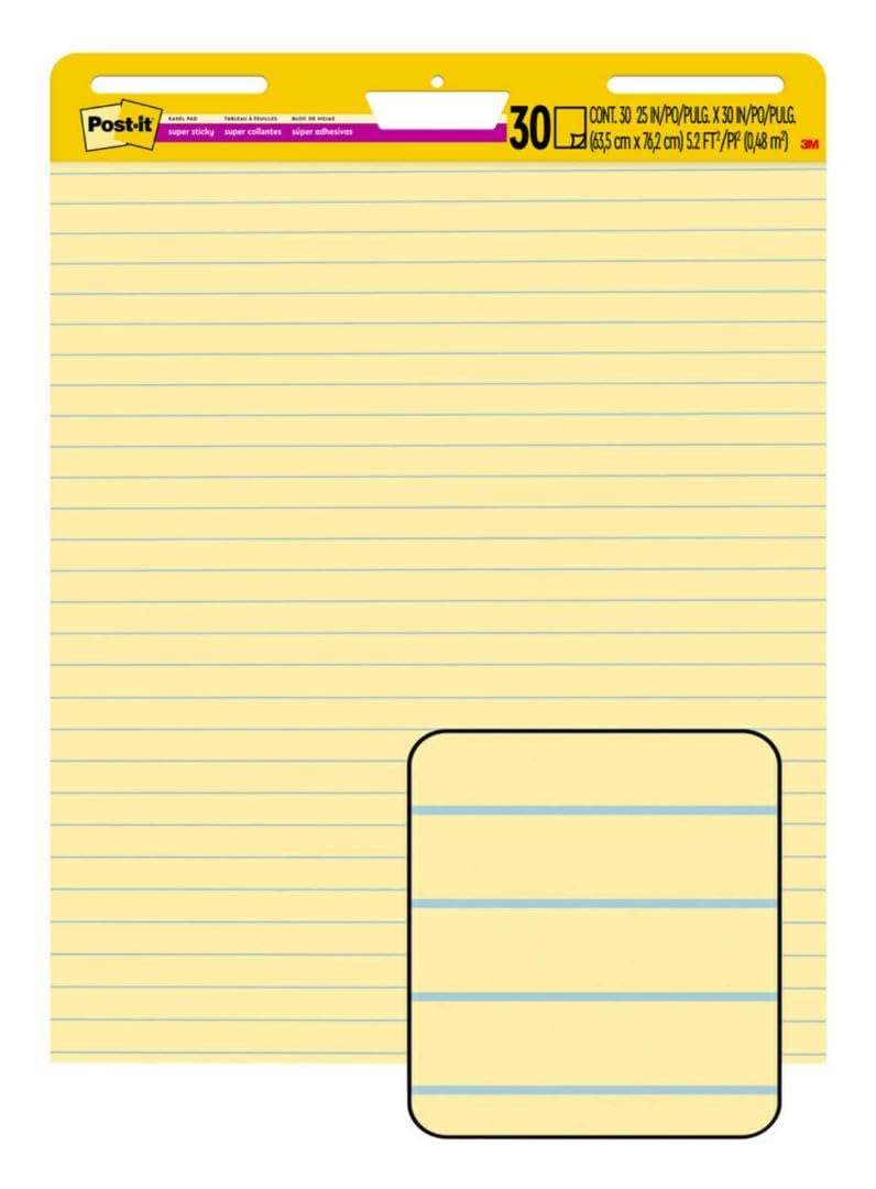 Yellow Lined Easel Pad, 25 x 30 in, 2 Pads T568912