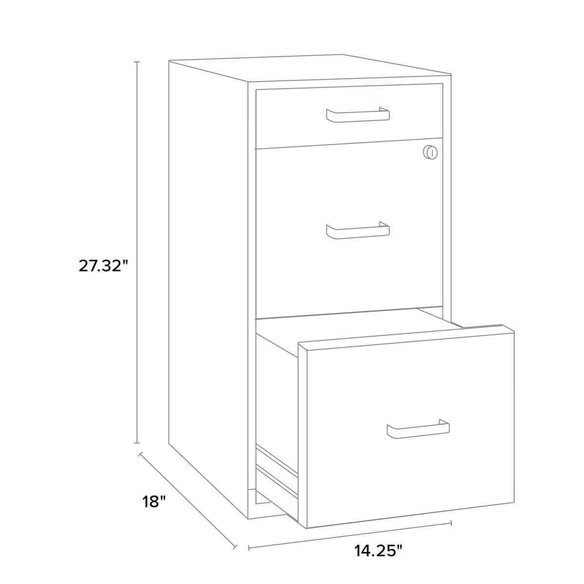 Black 3-Drawer Vertical File Cabinet B2238