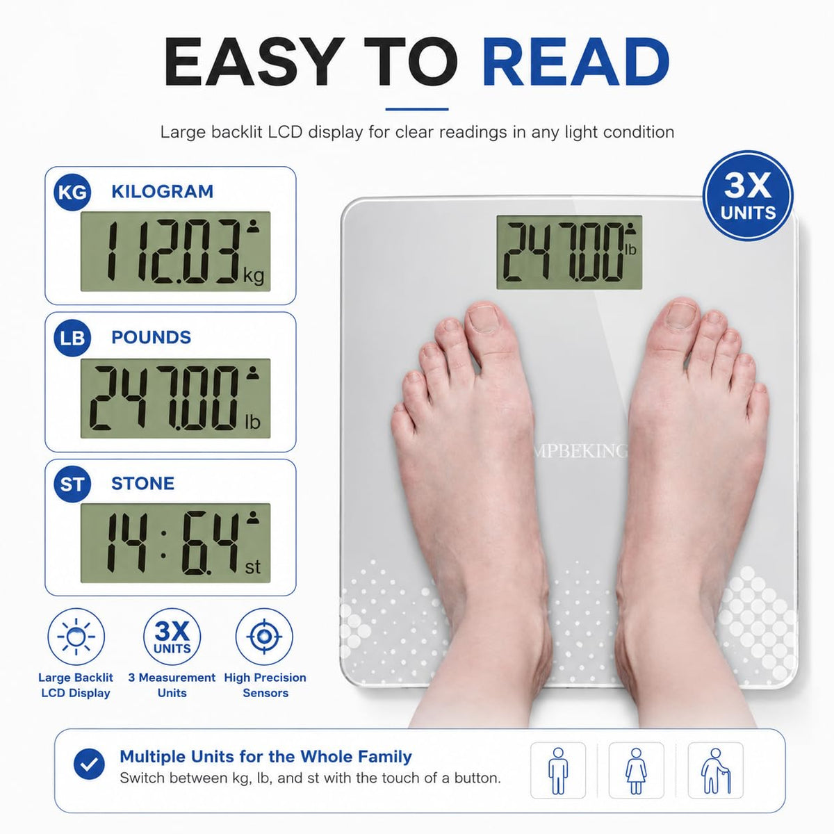 440lbs Bathroom Scale with Baby, Pet Mode W939856