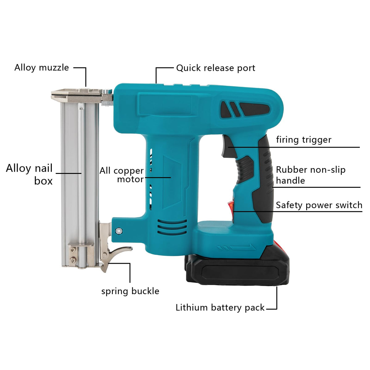 Cordless Battery Powered Brad Nailer Kit with Carrying Case S664