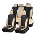 Beige 5-Piece PU Leather Mesh Car Seat Covers H55412
