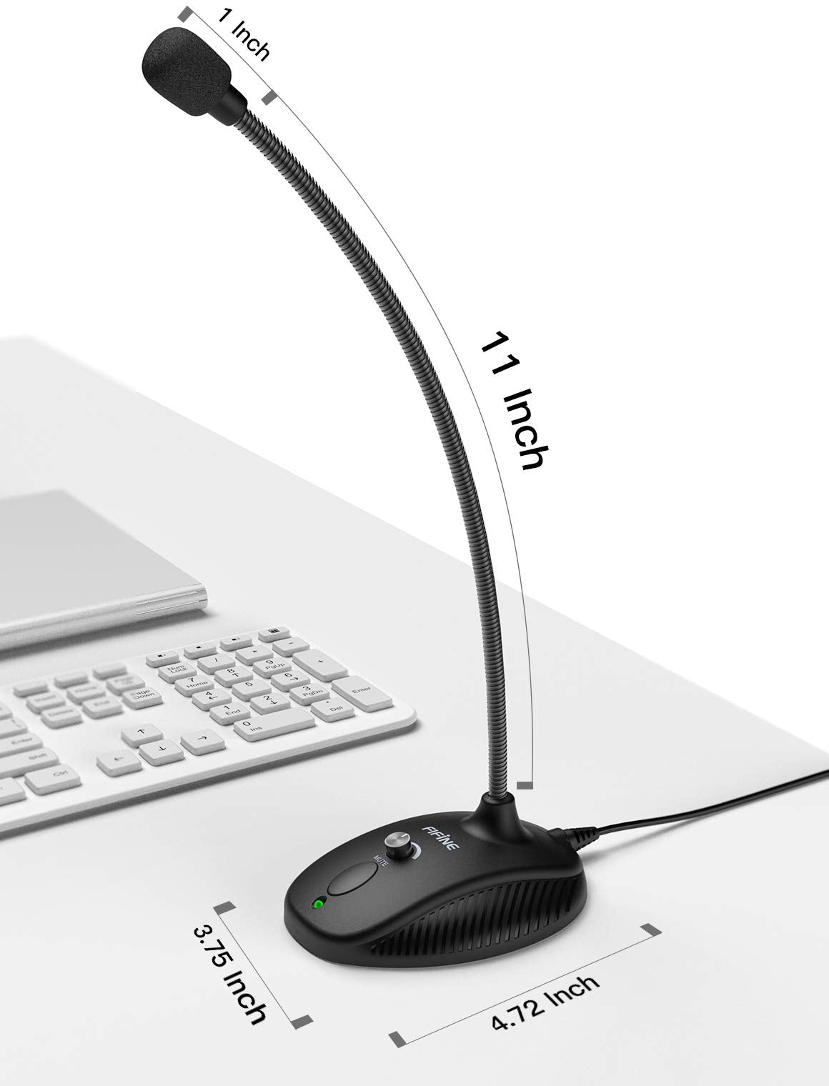 USB Computer Microphone, Plug & Play Desktop Condenser Mic, Mute Button with LED Indicator F5716