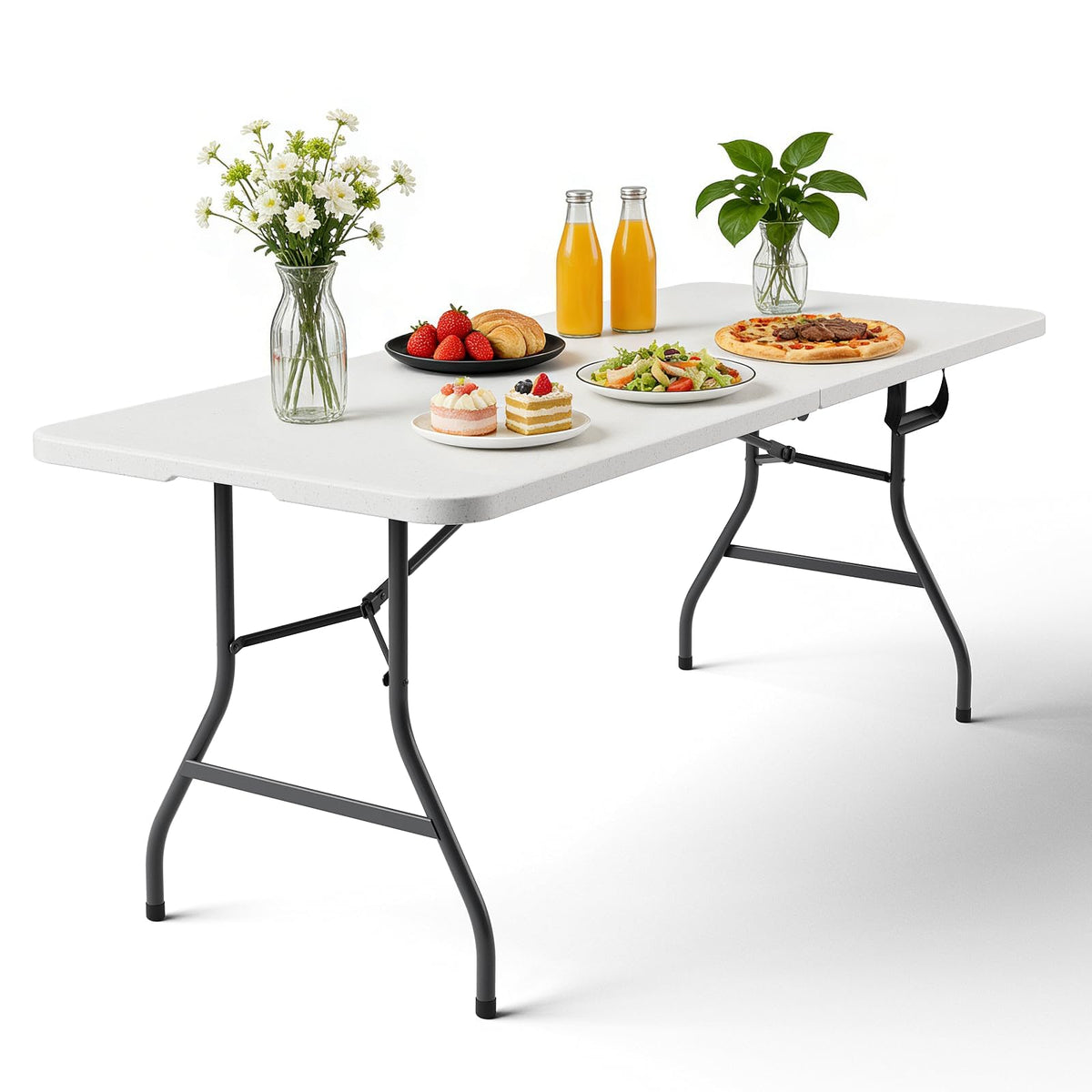 6FT Heavy Duty Plastic Folding Table with Steel Legs X792