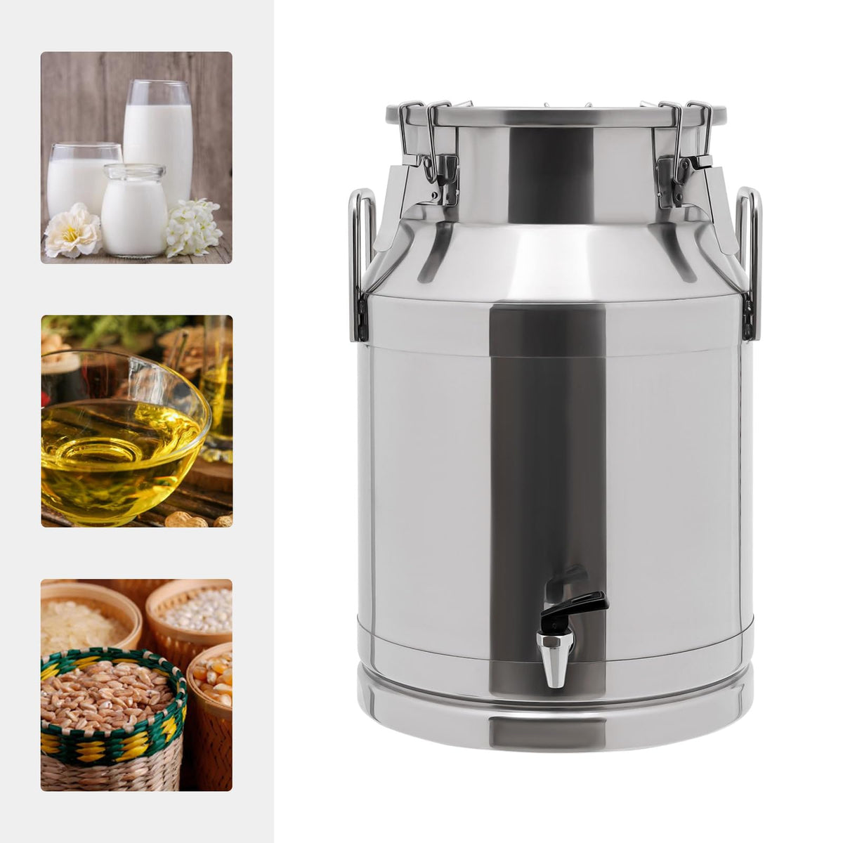 30L Stainless Steel Milk Can with Handle Sealed Lid and Faucet K969
