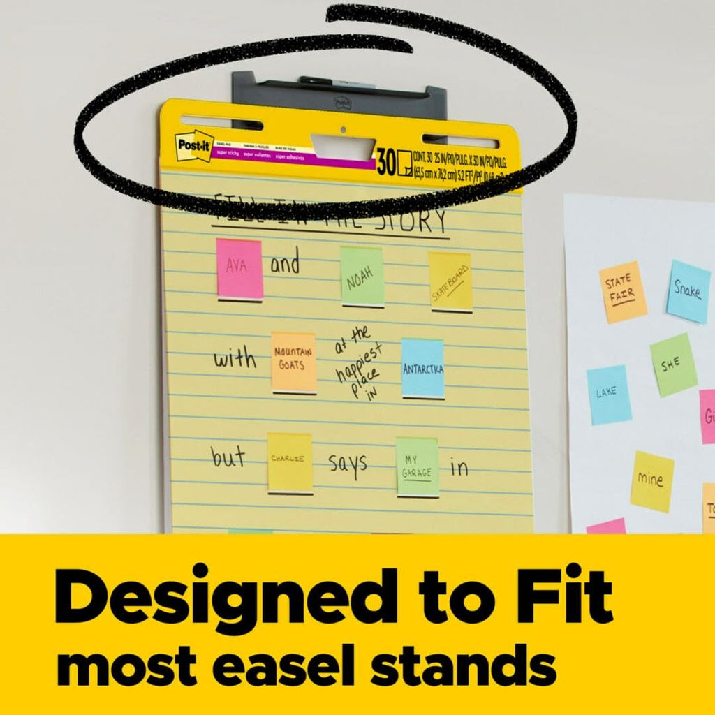 Yellow Lined Easel Pad, 25 x 30 in, 2 Pads T568912