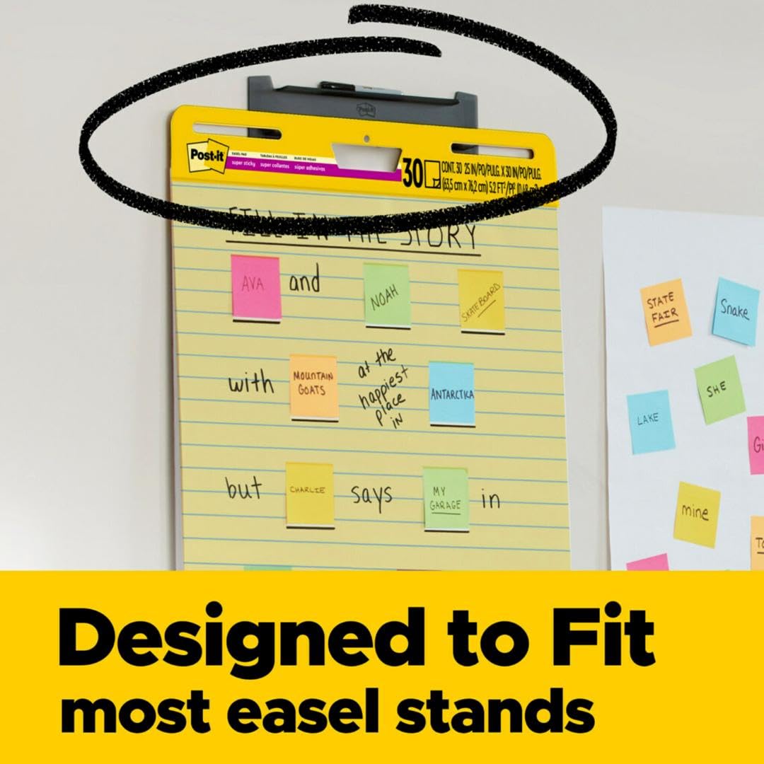 Yellow Lined Easel Pad, 25 x 30 in, 2 Pads T568912