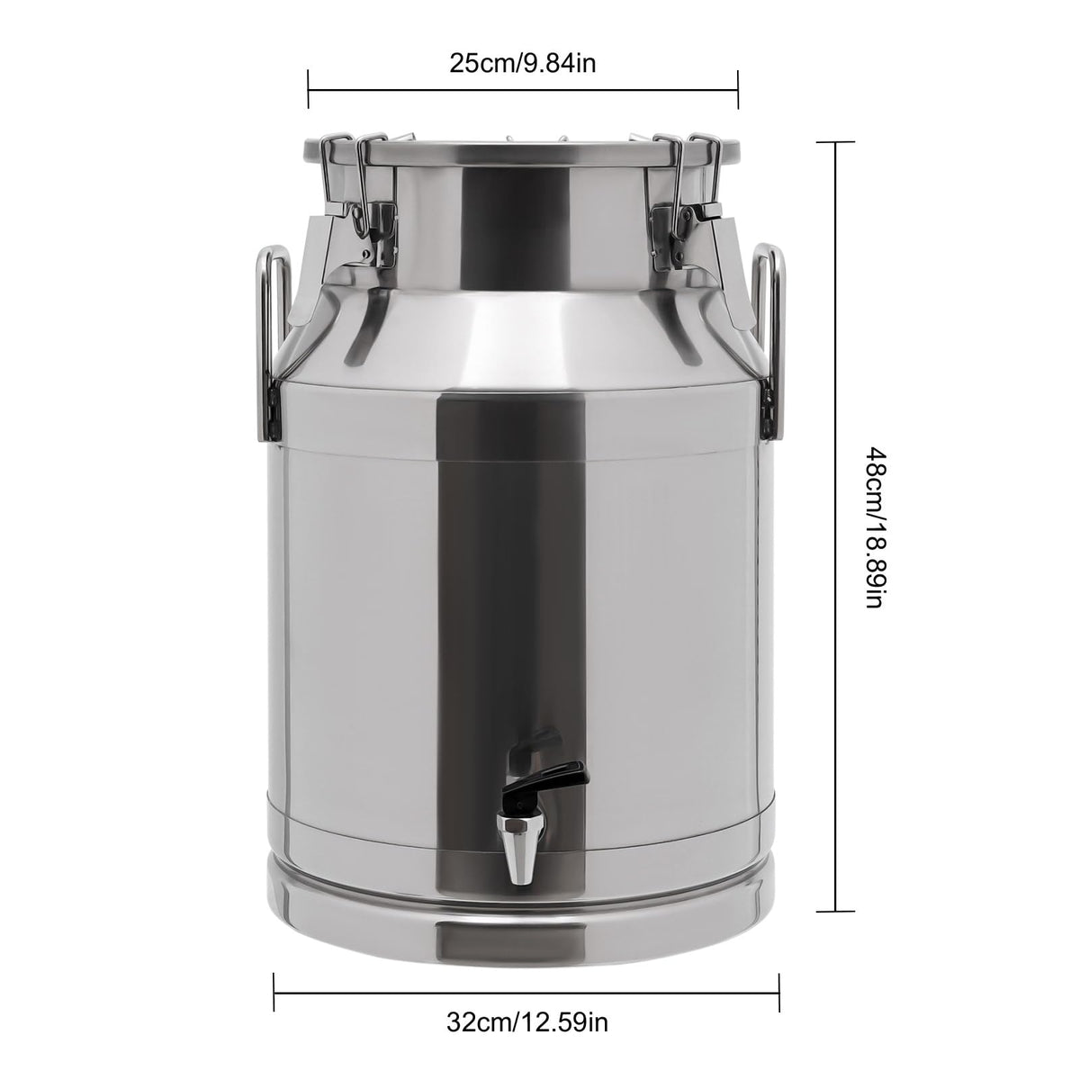 30L Stainless Steel Milk Can with Handle Sealed Lid and Faucet K969