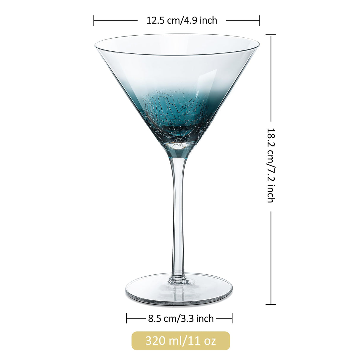Blue Crackle Martini Glasses T157