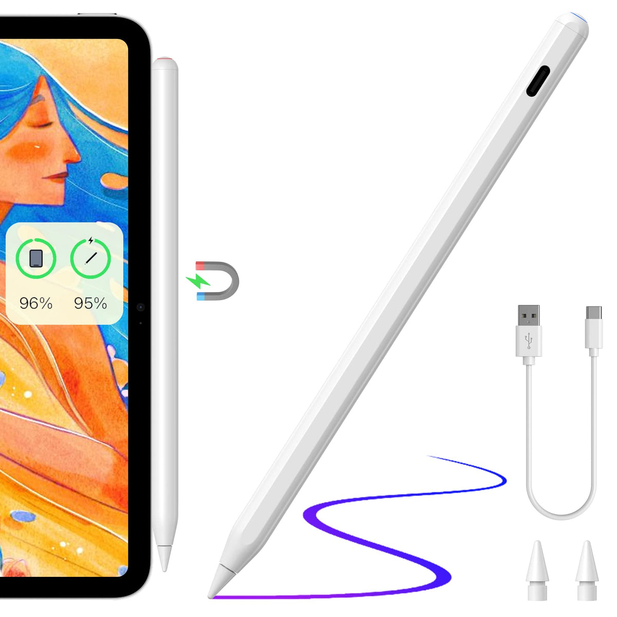 Wireless Charging Stylus Pen White S155