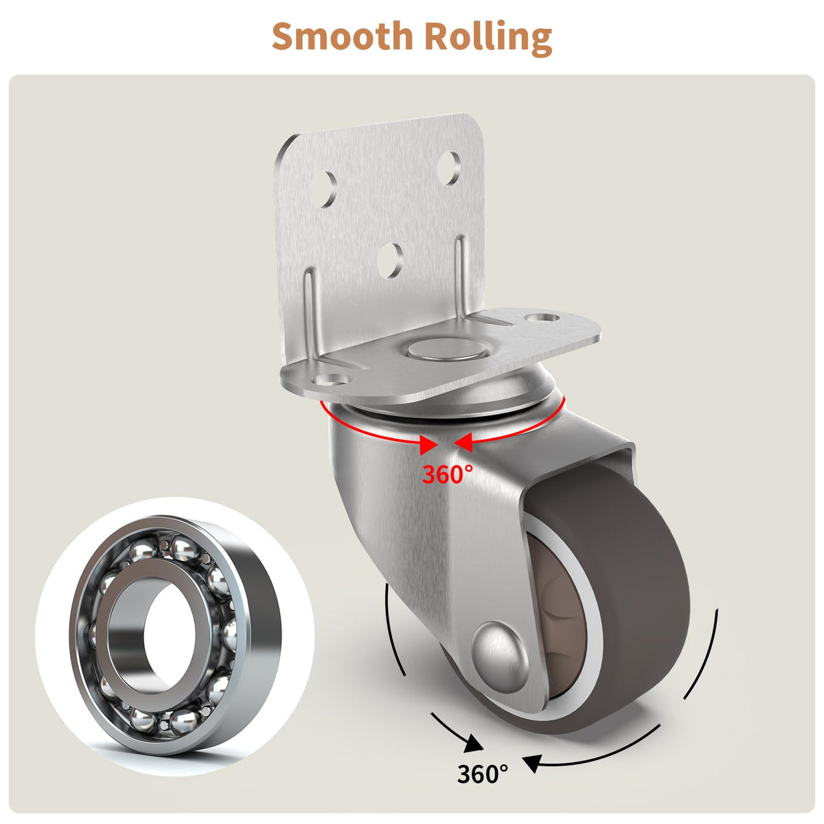 1" Swivel Plate Casters, 4 Pcs Q642