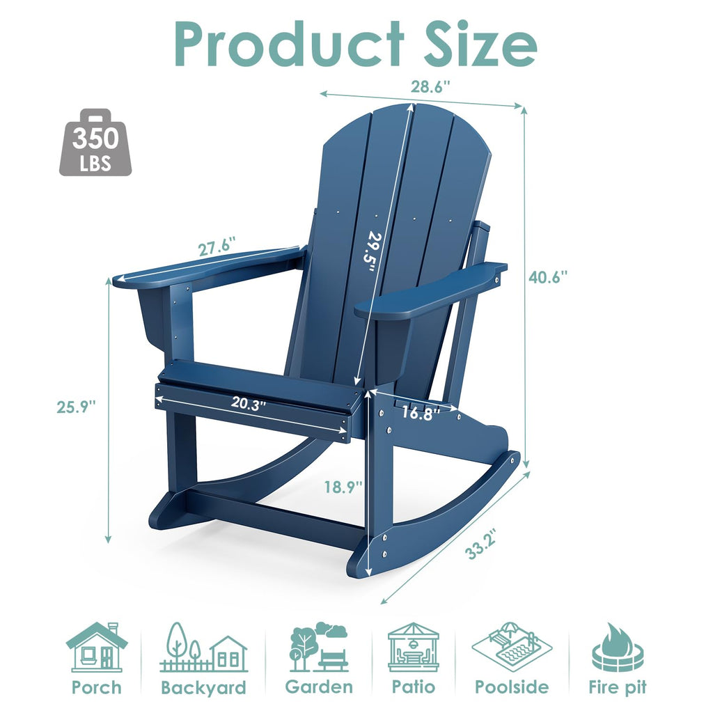 Blue HDPE Plastic Rocking Chairs Set of 2 U7269