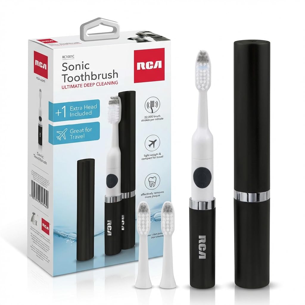 Black Battery Powered Electric Toothbrush with Extra Brush Head R664344