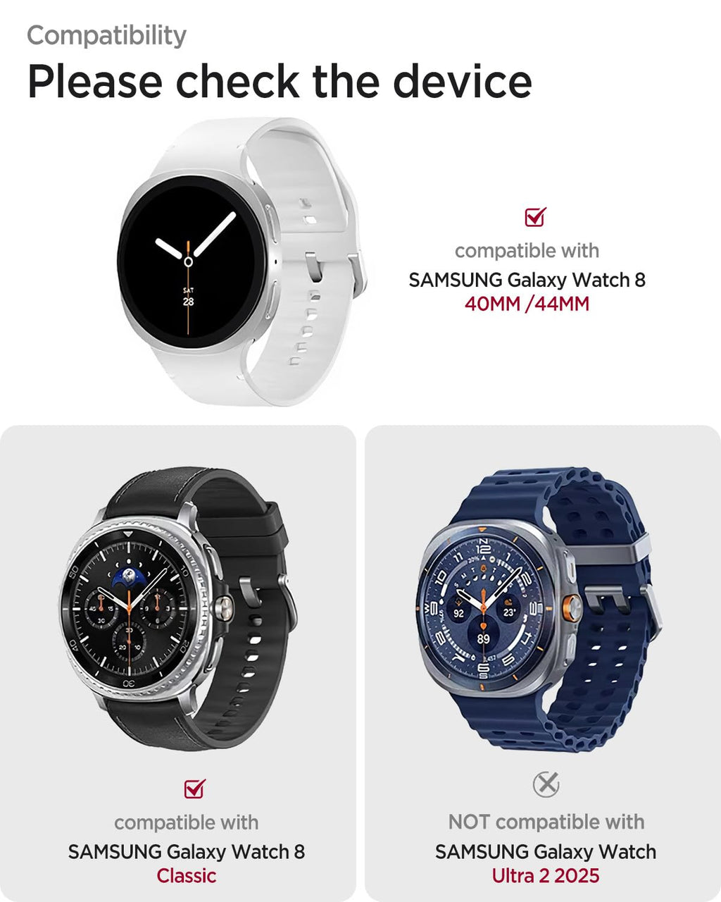 Leather Band for Galaxy Watch 9/8 40mm 44mm V379