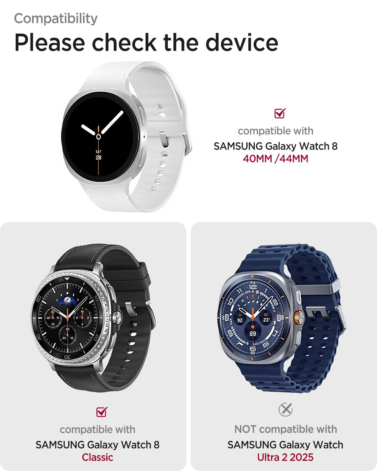 Leather Band for Galaxy Watch 9/8 40mm 44mm V379