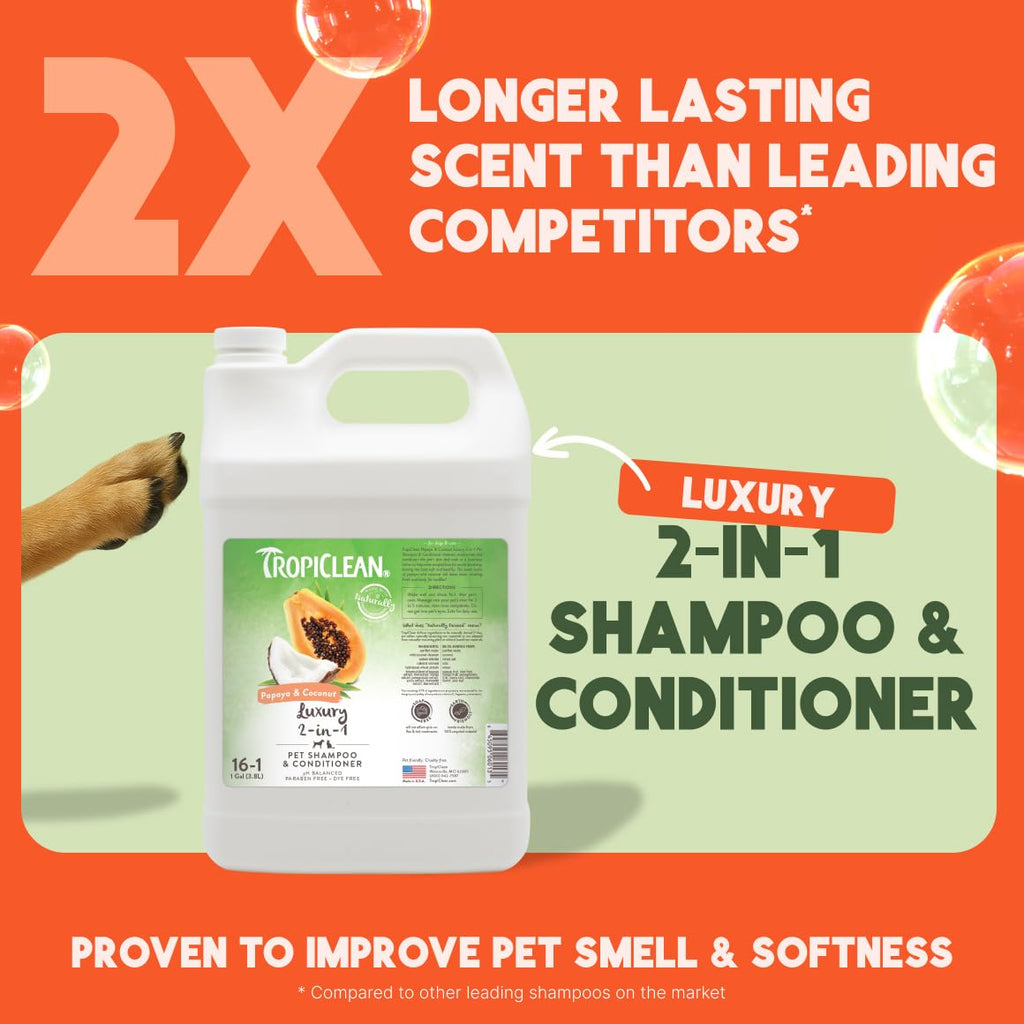 2-in-1 Dog Shampoo and Conditioner Papaya Scent 1 Gallon I27588