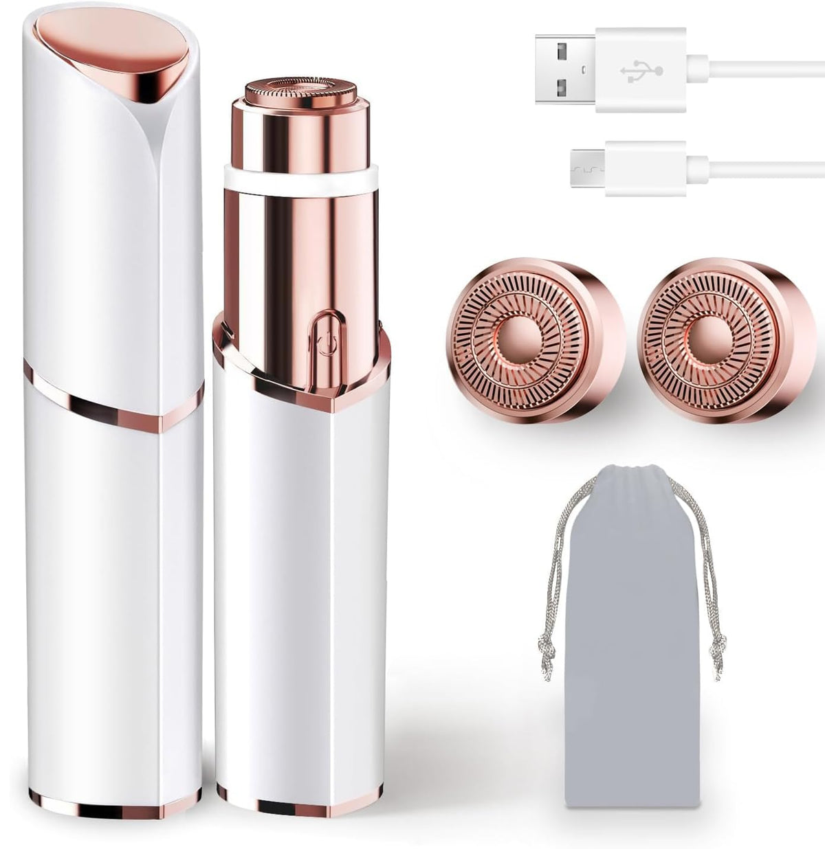 Rechargeable Facial Hair Remover with 2 Replacement Heads F312