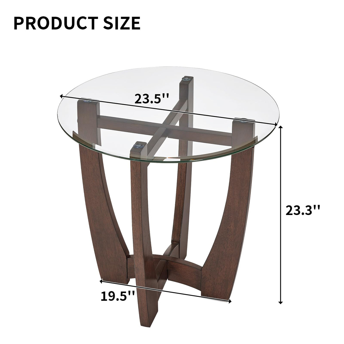 Round Glass End Table with Wood Base B45266