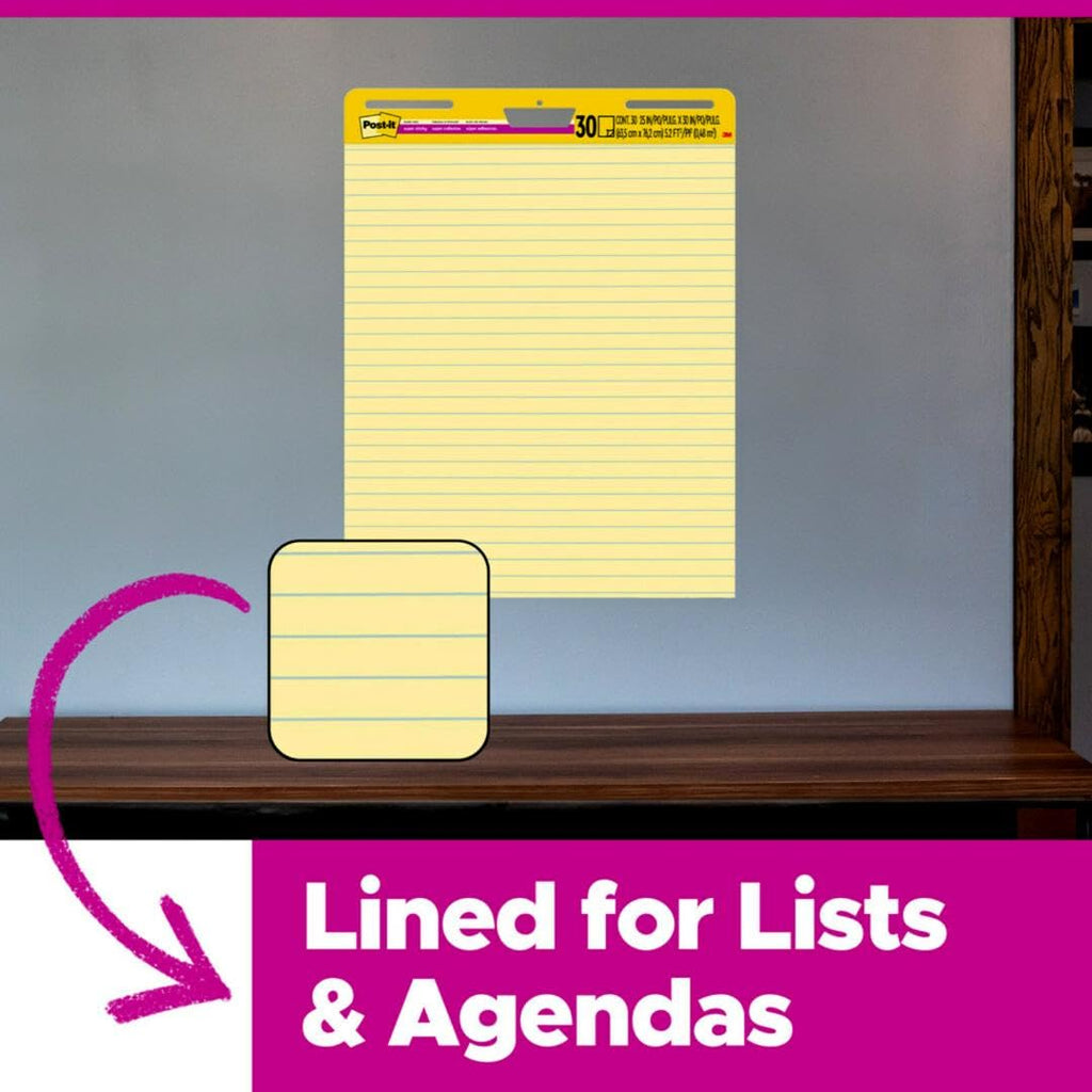 Yellow Lined Easel Pad, 25 x 30 in, 2 Pads T568912
