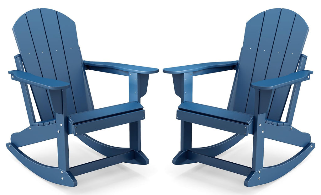 Blue HDPE Plastic Rocking Chairs Set of 2 U7269