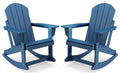 Blue HDPE Plastic Rocking Chairs Set of 2 U7269