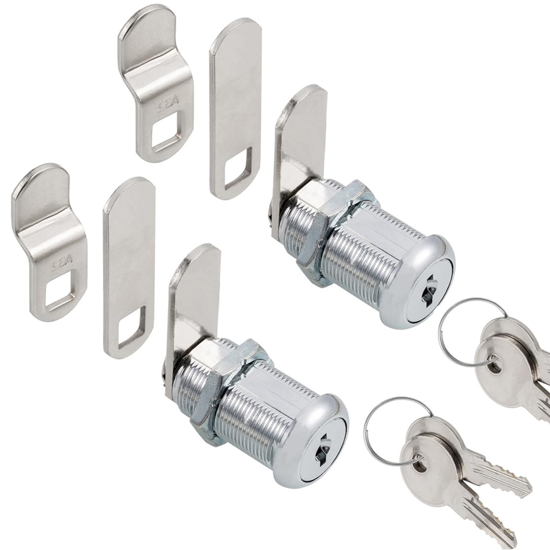 Keyed Alike 1-1/8” Cylinder Cam Locks Chrome Finish with 3 Cams and 2 Keys P69266