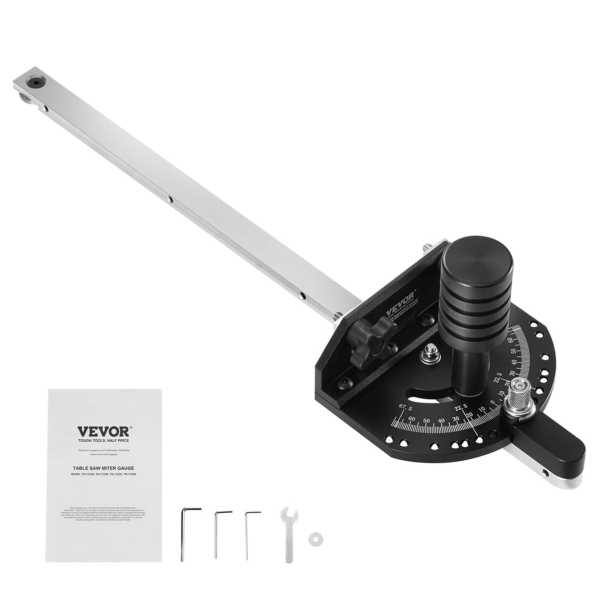 Precision Miter Gauge, 3/4'' x 3/8'', Aluminum Alloy Table Saw Miter Gauge with 15 Angle Stops H9322
