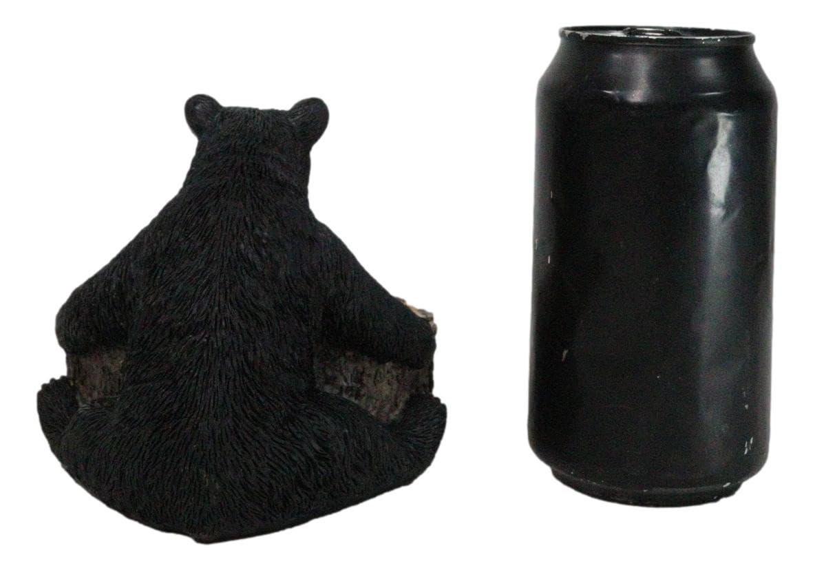 Black Bear Tree Trunk Coaster Holder with 4 Coasters S7383