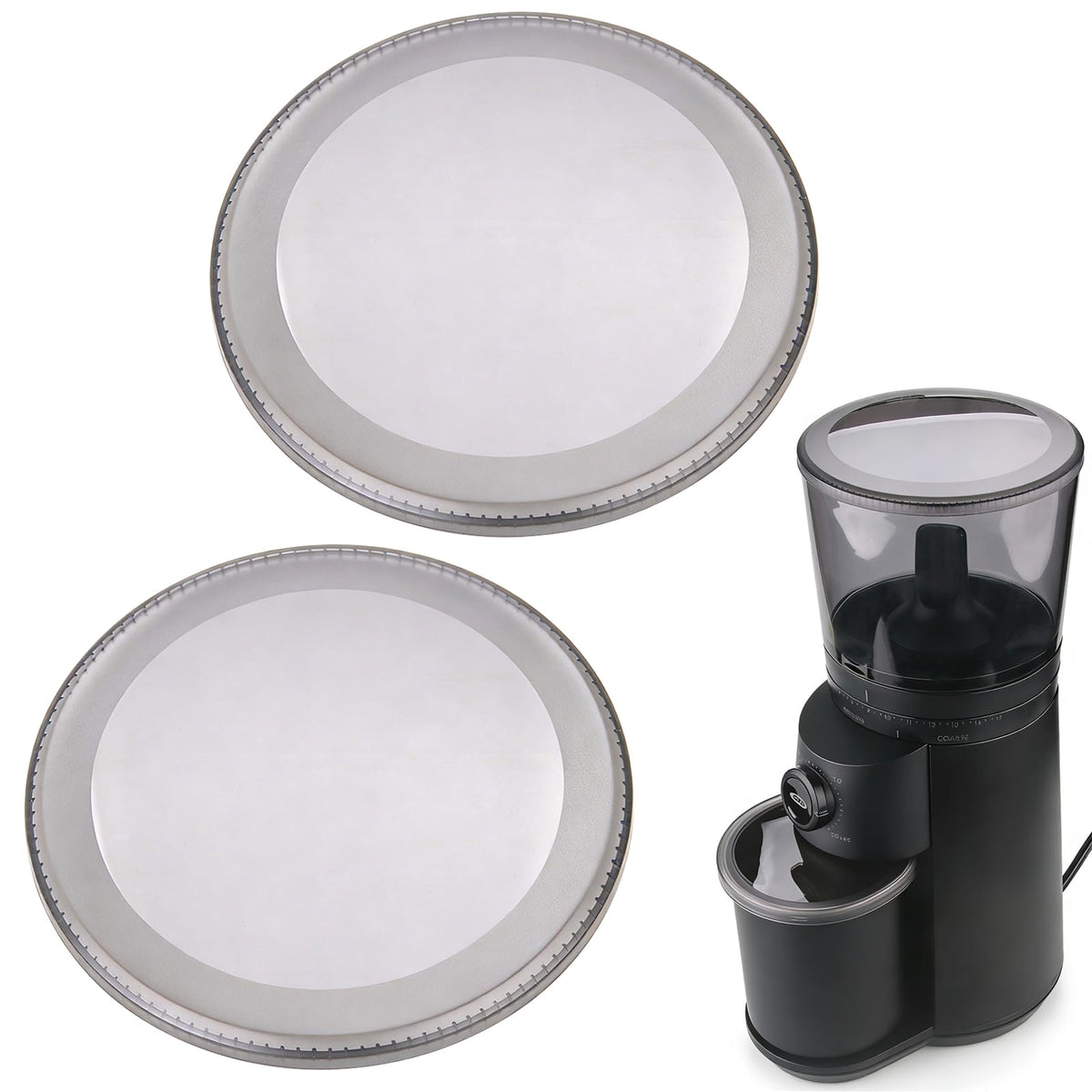 Container Lid for Conical Burr Coffee Grinder, 2 Transparent Gray B228