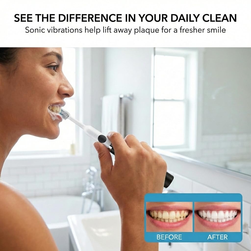 Black Battery Powered Electric Toothbrush with Extra Brush Head R664344