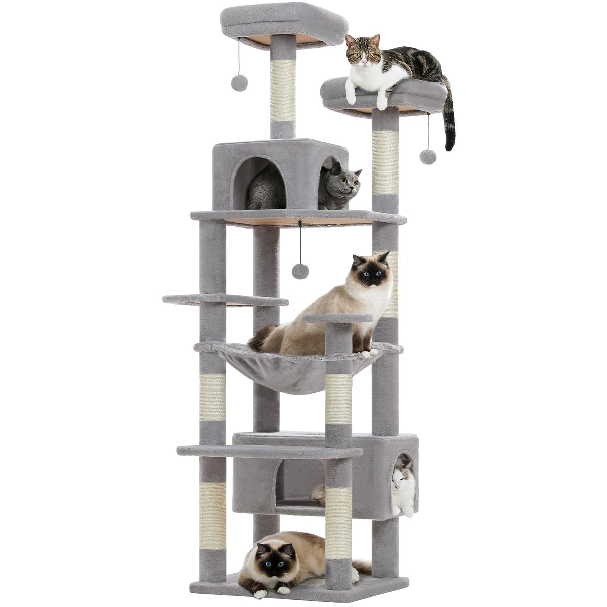 72" Cat Tree with Hammock & Condos G6873