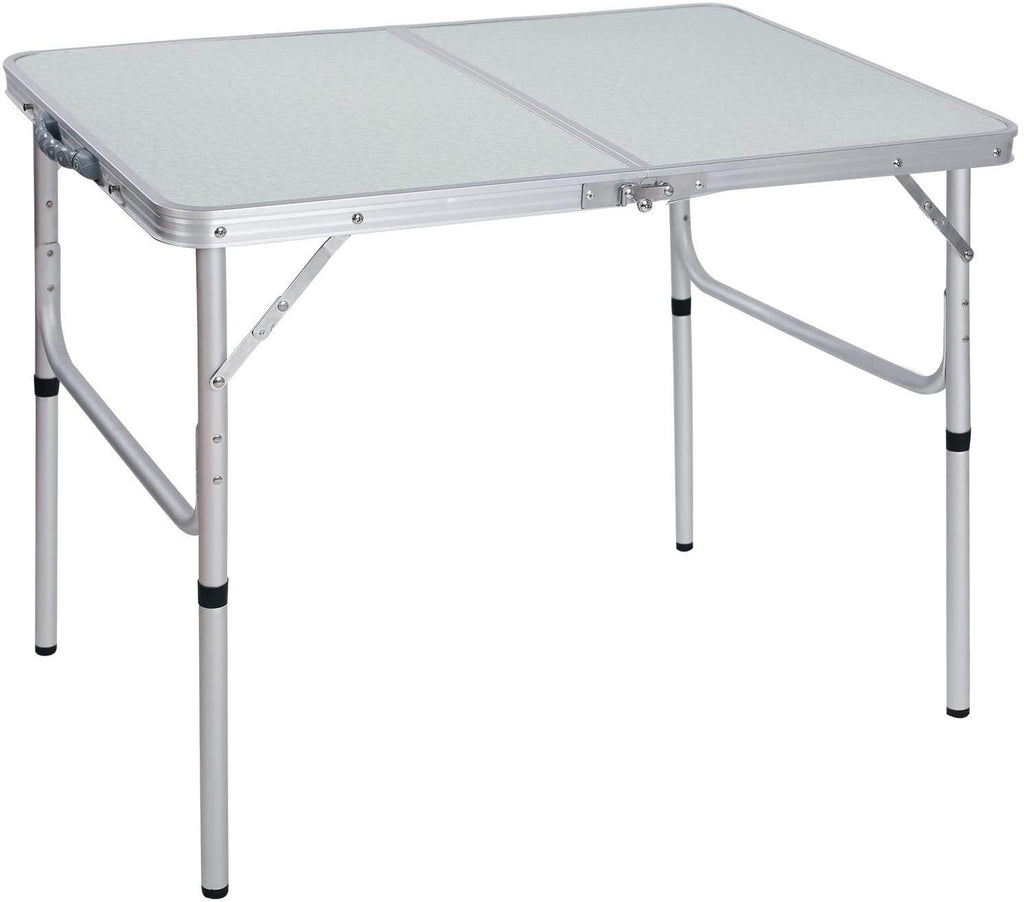 Aluminum Folding Table 4 Foot, Adjustable Height Lightweight Portable Camping Table for Picnic Beach Outdoor Indoor, White 48 x 24 inches A308