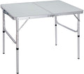Aluminum Folding Table 4 Foot, Adjustable Height Lightweight Portable Camping Table for Picnic Beach Outdoor Indoor, White 48 x 24 inches A308