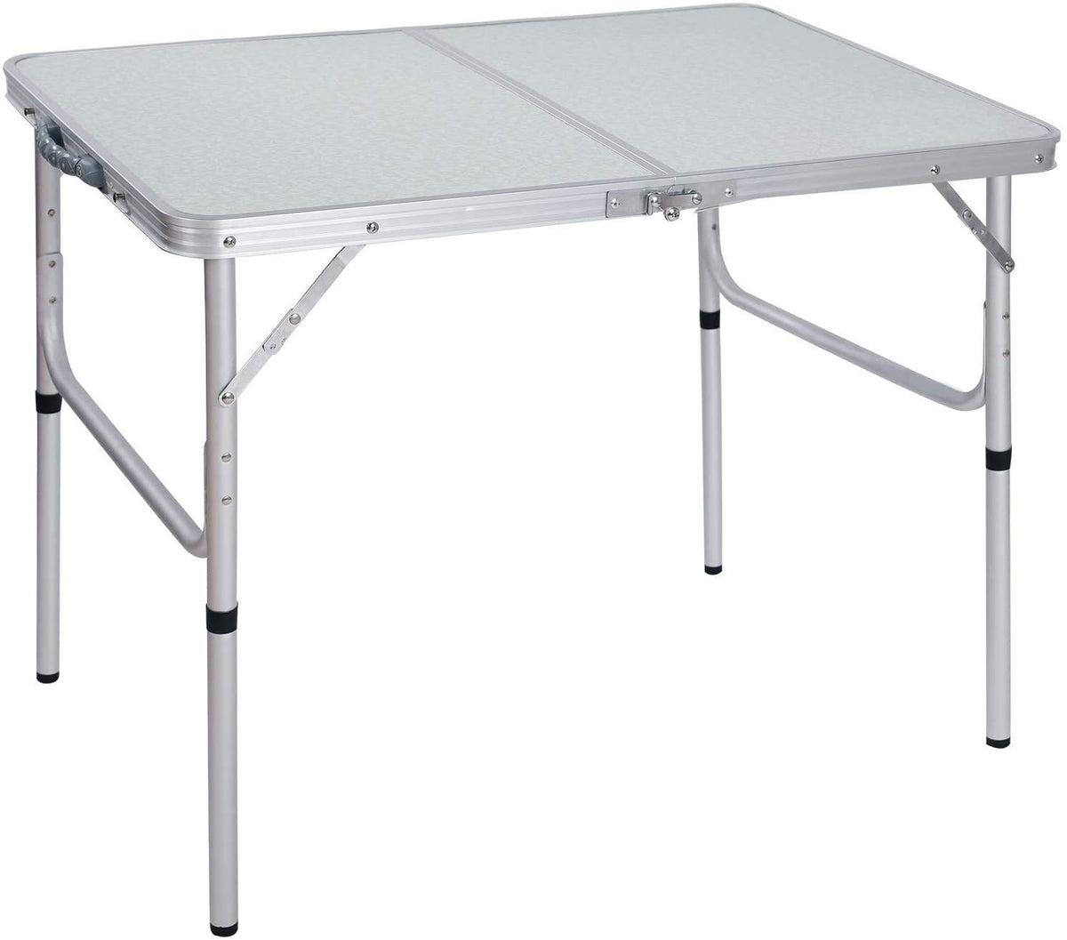 Aluminum Folding Table 4 Foot, Adjustable Height Lightweight Portable Camping Table for Picnic Beach Outdoor Indoor, White 48 x 24 inches A308