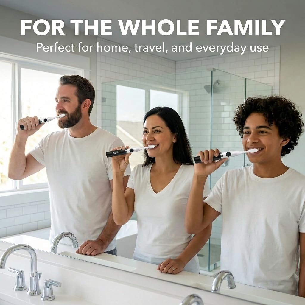 Black Battery Powered Electric Toothbrush with Extra Brush Head R664344
