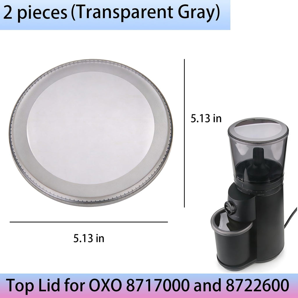 Container Lid for Conical Burr Coffee Grinder, 2 Transparent Gray B228