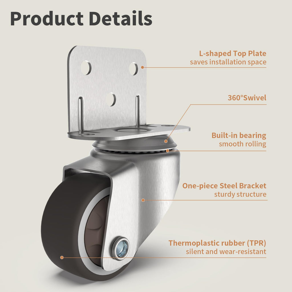 1" Swivel Plate Casters, 4 Pcs Q642