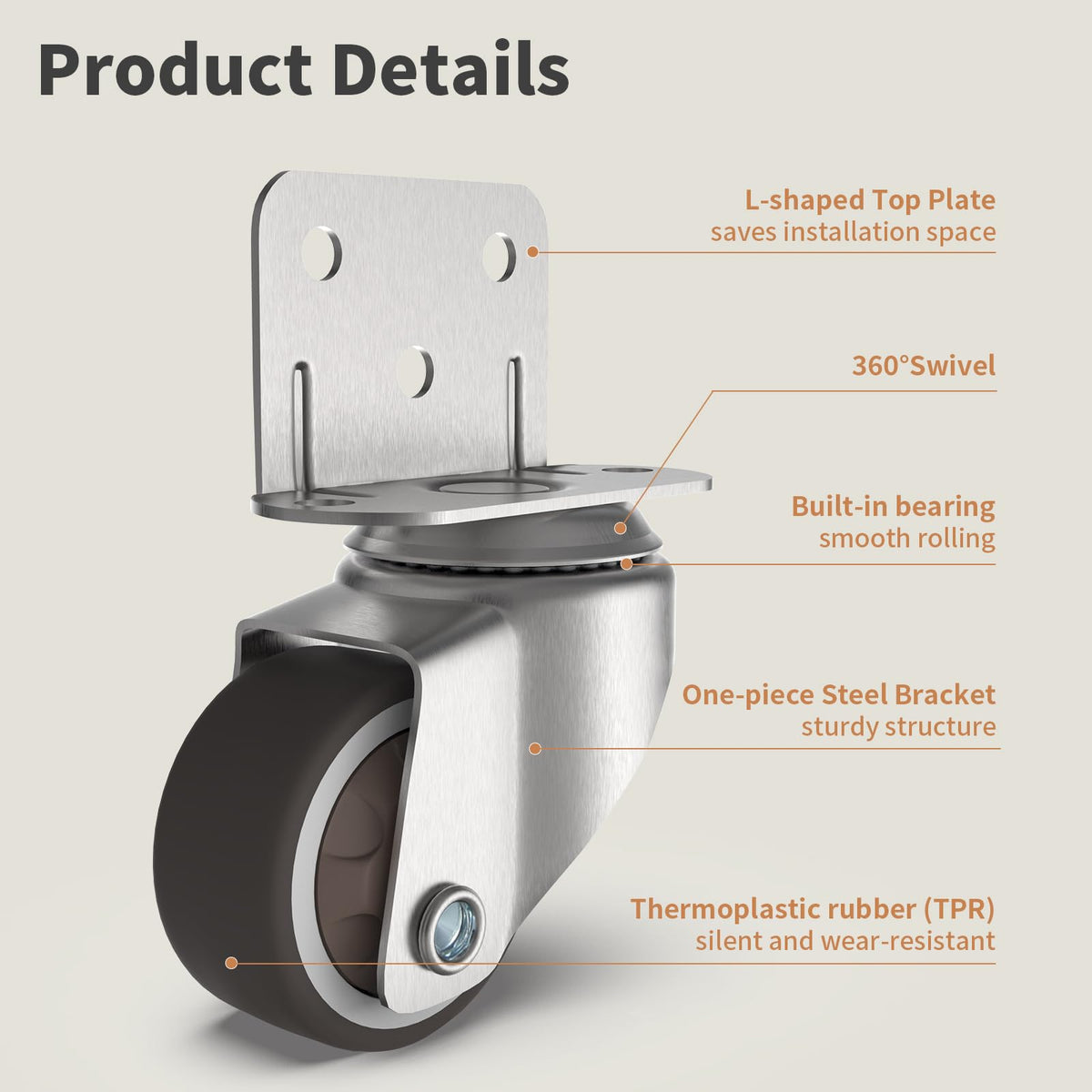1" Swivel Plate Casters, 4 Pcs Q642