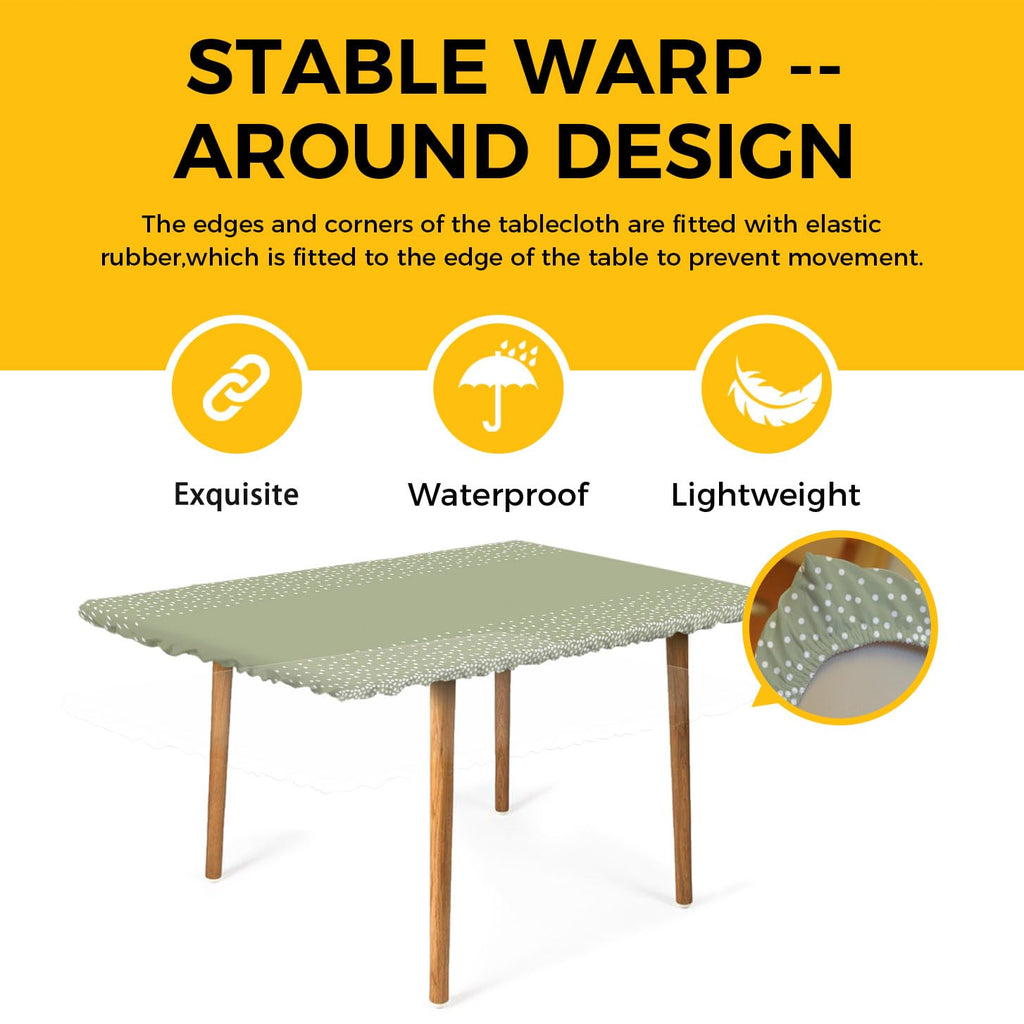 White Speckles Grain Fitted Rectangle Tablecloth 32" x 72" Elastic Waterproof Table Cover X250