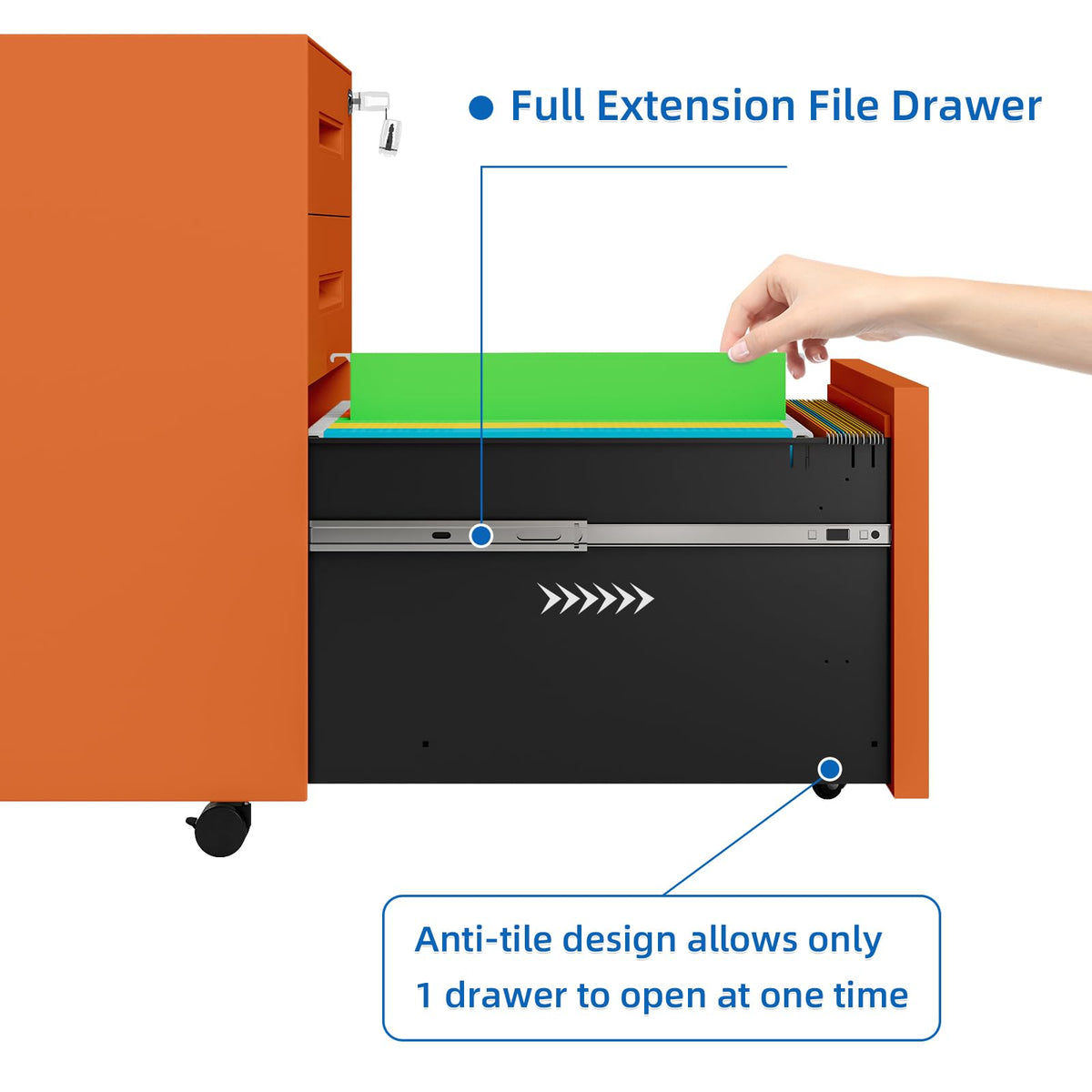 3 Drawer Metal Rolling File Cabinet U4621